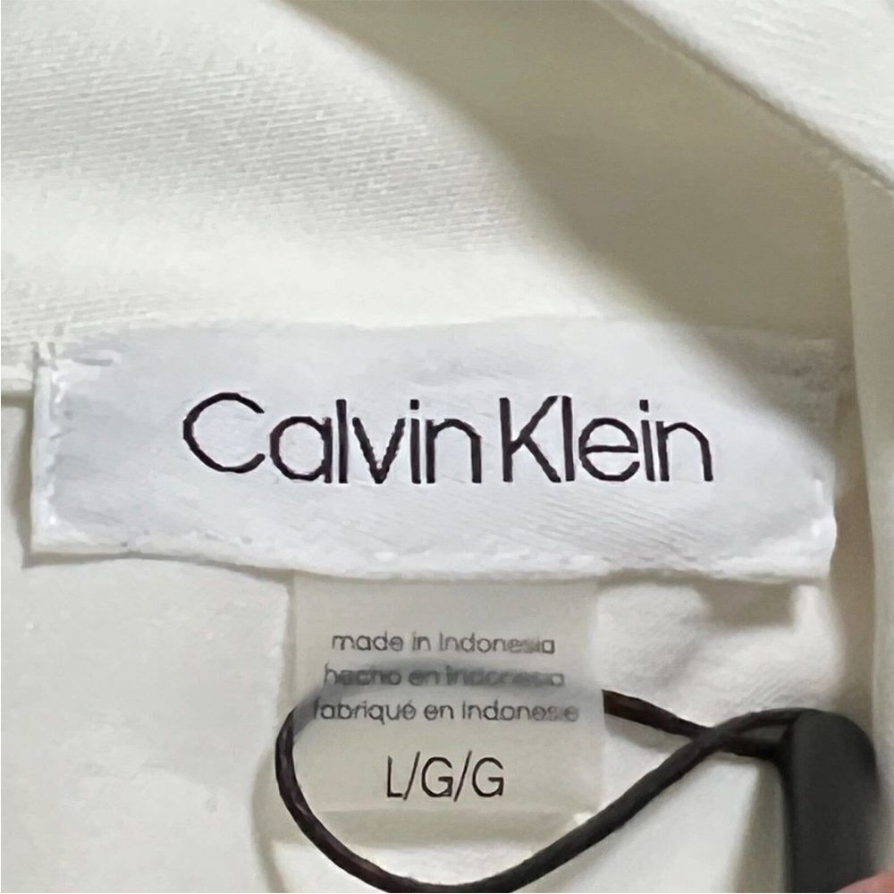 Calvin Klein Womens Mock Neck Blouse Ivory Long Sleeve Button Cuff Stretch L - Picture 5 of 8